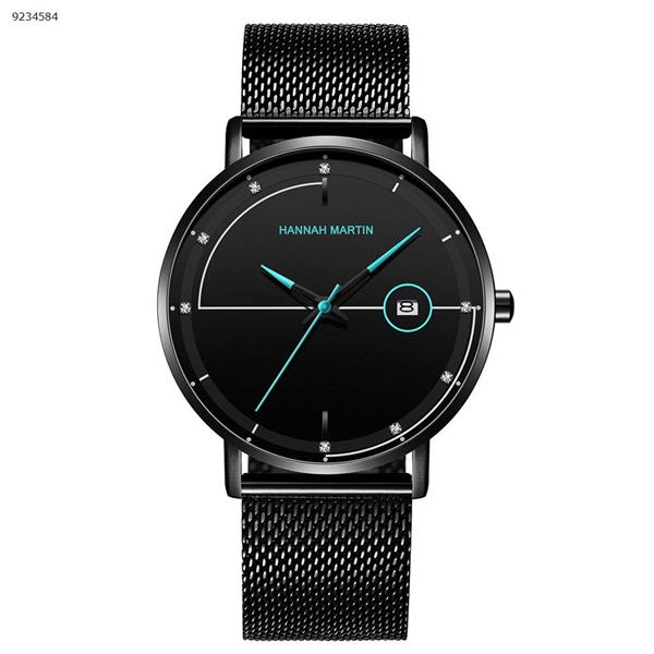 Stainless steel mesh belt waterproof ultra-thin calendar watch men's fashion coral blue Smart Wear HM-10101