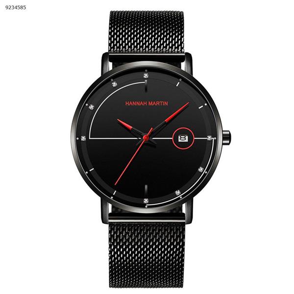 Stainless steel mesh belt waterproof ultra-thin calendar watch men's fashionable red Smart Wear HM-10101