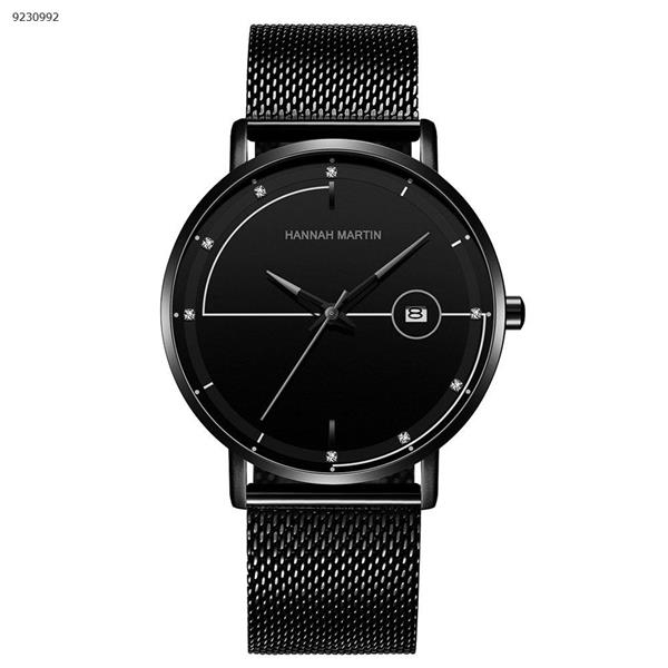 Stainless steel mesh belt waterproof ultra-thin calendar watch men's fashionable black Smart Wear HM-10101