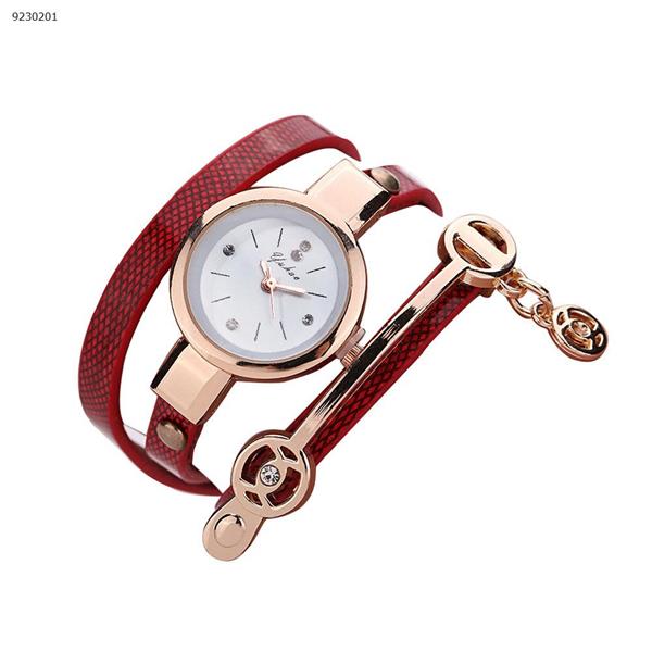 Fashion Ring Ladies Watch PU Ribbon Watch Couple Style Red  Smart Wear 001