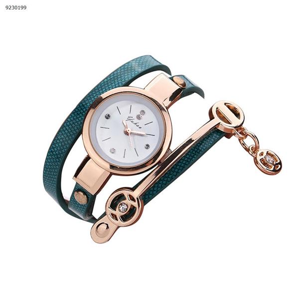 Fashion Ring Lady Watch PU Ribbon Watch Couple Style Lake Blue  Smart Wear 001