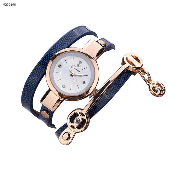 Fashion Ring Ladies Watch PU Ribbon Watch Couple Blue  Smart Wear 001