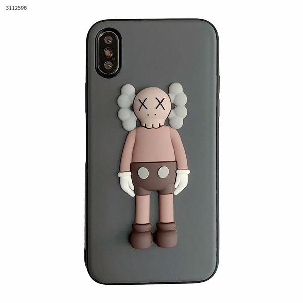 iPhonex/xs   cartoon stereo doll leather soft shell，grey Case iPhonex/xs   Kaws phone case