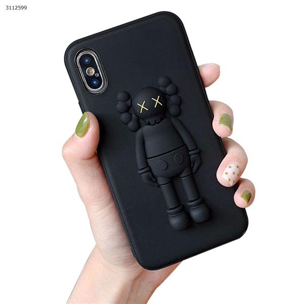 iPhonex/xs  cartoon stereo doll leather soft shell，black Case iPhonex/xs   Kaws phone case