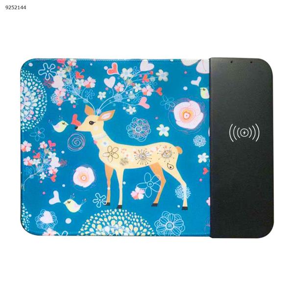 Qi wireless charger mouse pad, Gemwon 2 in 1 charging pad durable stable portable safe built-in wireless charger, suitable for all Qi devices Comperter Android iPhone (reindeer 10W) Charger & Data Cable (reindeer 10W)