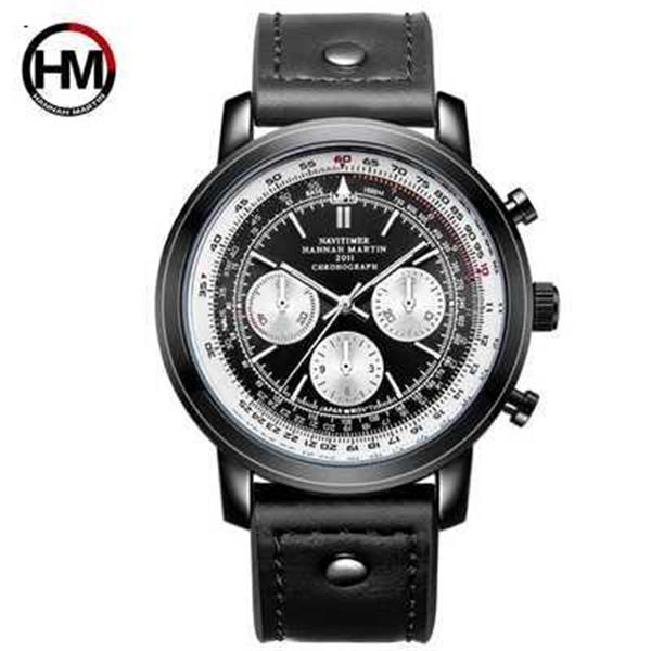 Japanese man pilot aviation chronograph black Smart Wear 2001HH
