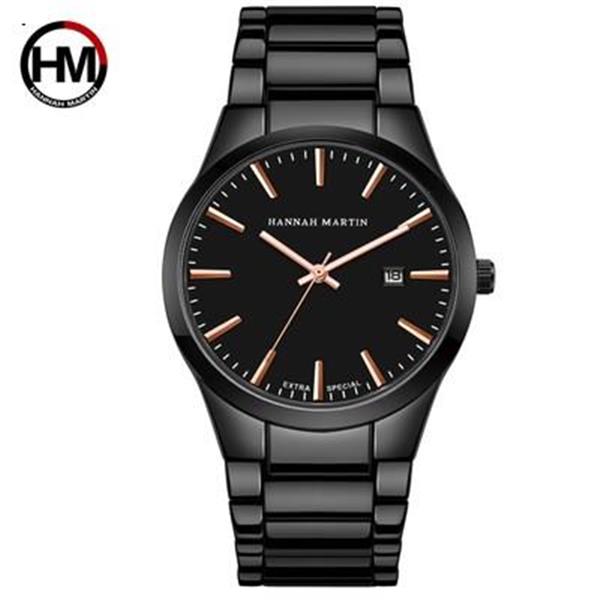Business leisure tungsten black calendar quartz watch gold Smart Wear HM 1756