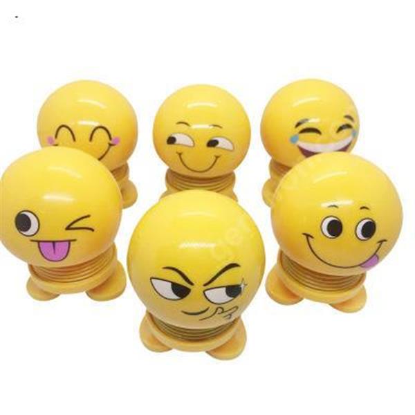 Car-mounted expression Bao Dude creative funny spring head shaking doll bouncing smiling face decoration Iron art ABS