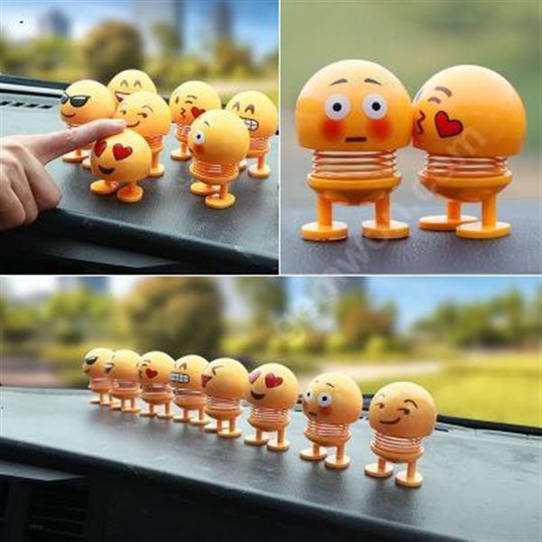Car-mounted expression Bao Dude creative funny spring head shaking doll bouncing smiling face decoration Iron art ABS