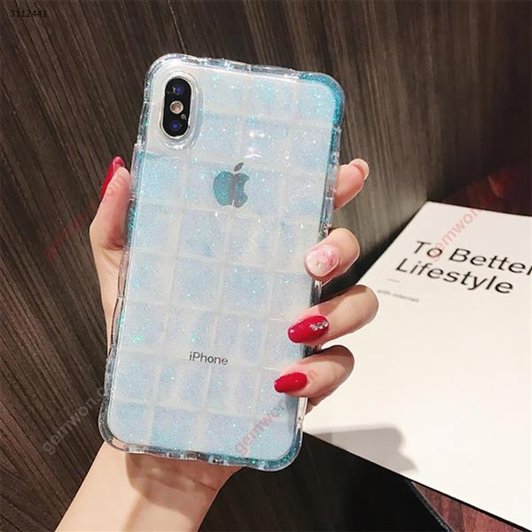 iPhoneX  Glitter Water Cube Mobile Shell, Plaid Drop, blue Case iPhoneX Water cube phone case