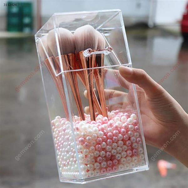Dustproof acrylic makeup brush storage bucket, pink pearl Home Decoration Makeup brush storage bucket