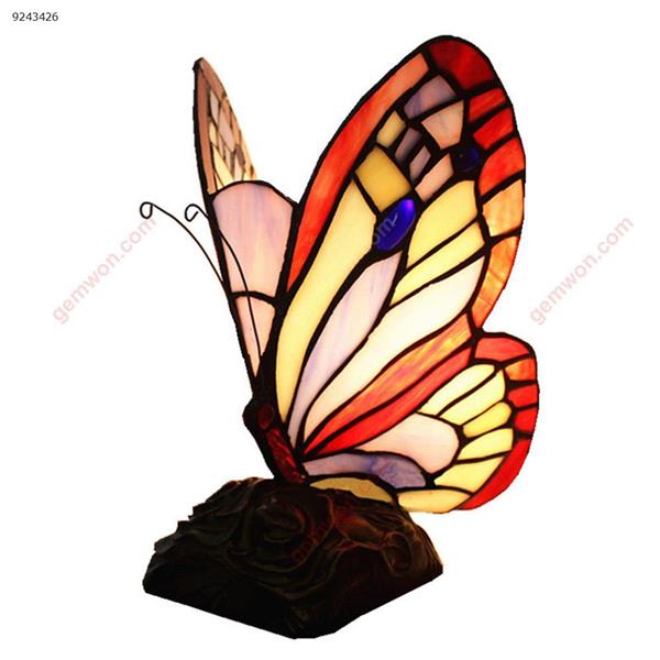 European and American style colored glass cartoon butterfly night light bedroom children's room bedside cute small table lamp gift lighting（US） Night Lights ylm012