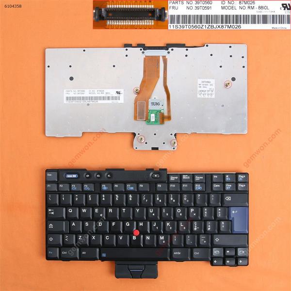 ThinkPad T40 BLACK FRAME BLACK(With Point stick,Win8 ) IT N/A Laptop Keyboard (OEM-B)