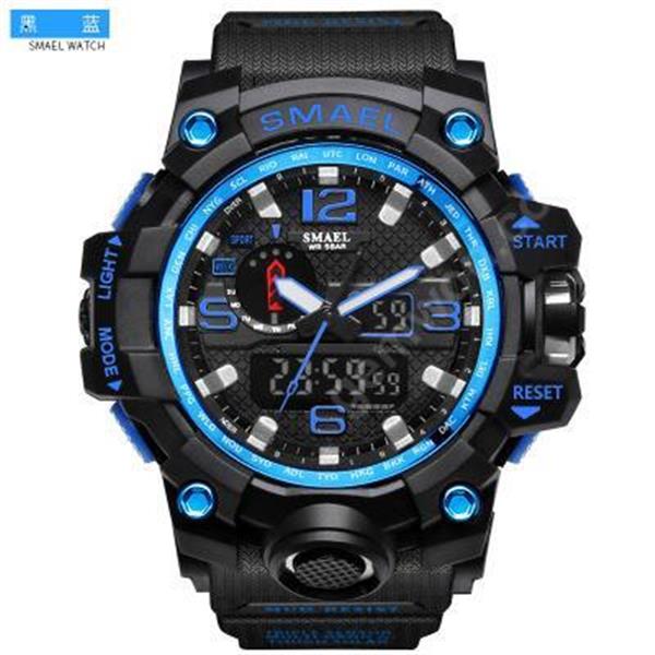 Smyr's new watch authentic fashion sports multi-functional electronic watchSmyr's new watches are authentic, fashionable, sporting and multi-functional electronic watches in black and blue