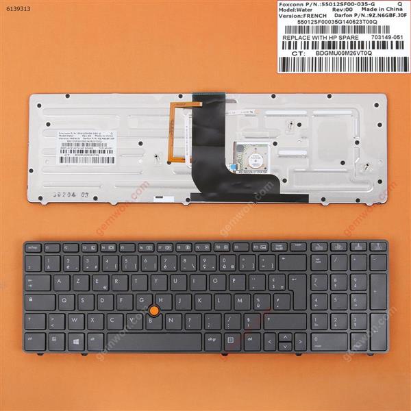 HP 8560W 8570W GRAY FRAME GRAY(Backlit,With Point stick )WIN8 FR N/A Laptop Keyboard (OEM-B)