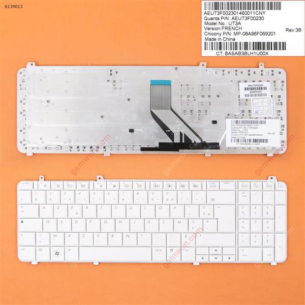 HP DV6-1000 DV6-2000 WHITE FR N/A Laptop Keyboard (OEM-B)