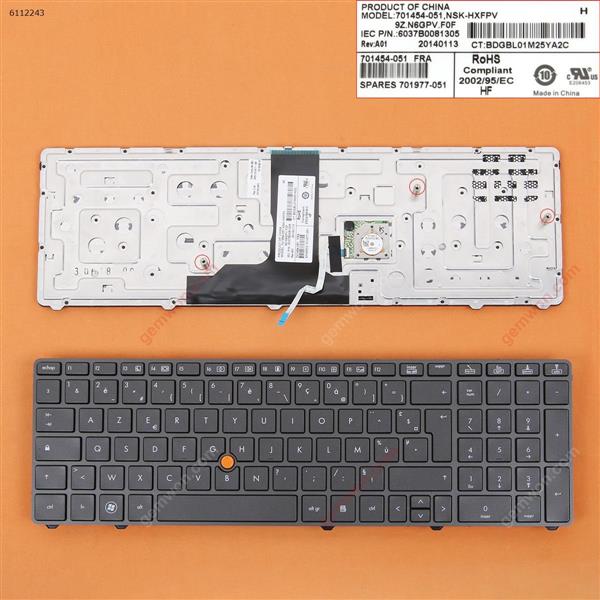 HP 8760W GRAY FRAME GRAY (With Point stick) WIN8 FR N/A Laptop Keyboard (OEM-B)