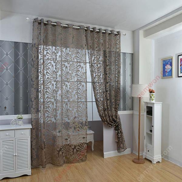 Window Curtain Grey 100x270 centimeter Home Decoration PALM FLOWER CUT CURTAIN