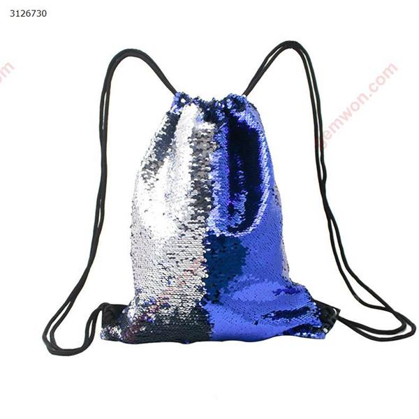 Shifting color sequins Sports bag Drawstring harness pocket Outdoor backpack (Blue + Silver) Outdoor backpack n/a