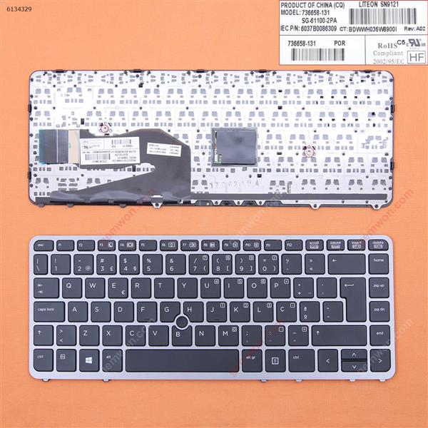 HP EliteBook 840 G1 850 G1 SILVER FRAME BLACK (with point,Win8) PO N/A Laptop Keyboard (OEM-B)
