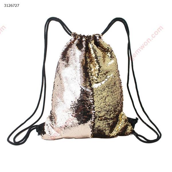 Shifting color sequins Sports bag Drawstring harness pocket Outdoor backpack (Champagne + gold) Outdoor backpack n/a
