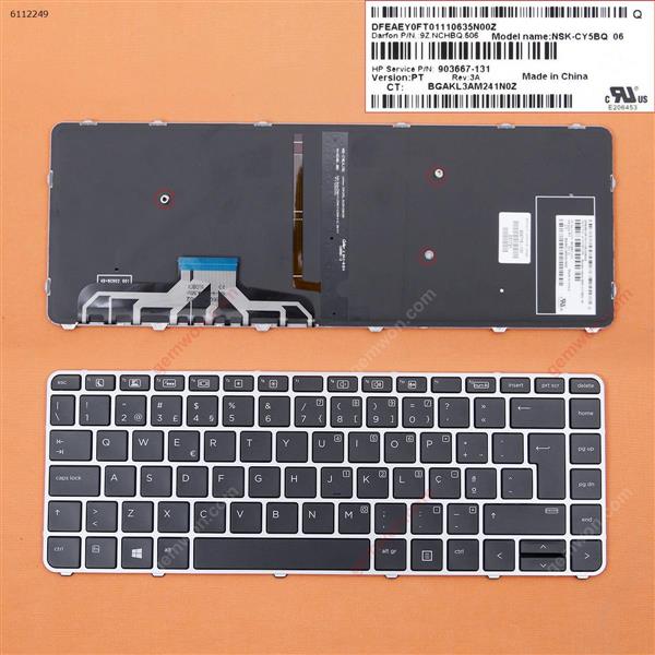 HP EliteBook Folio 1040 G3 SILVER FRAME BLACK (Backlit,Win8) PO N/A Laptop Keyboard (OEM-B)