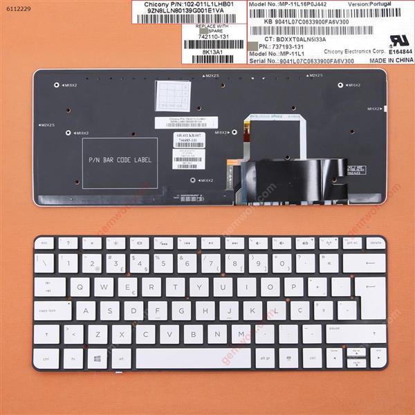HP Spectre 13-h200 13-h205eg 13t-h200 SILVER  (Without FRAME,Backlit) PO N/A Laptop Keyboard (OEM-B)