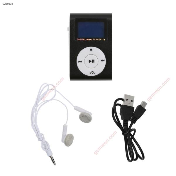 Screen card mp3 card clip mp3 metal aluminum shell sports mp3 with FM function(black with Radio,With accessories) Other Z-469