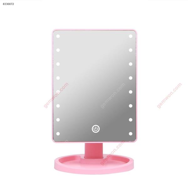 LED makeup mirror Desktop touch screen with light mirror Square European Princess mirror Large rotating mirror (pink) table lamp DESKTOP SINGLE MIRROR