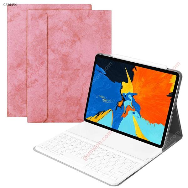iPad Pro11 inch tablet wireless Bluetooth key protector（Pink leather case + white keyboard） Bluetooth keyboard SK1101-ch