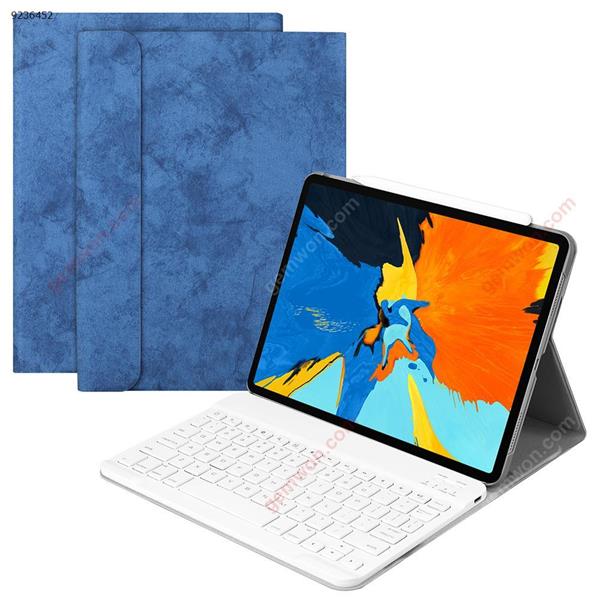 iPad Pro11 inch tablet wireless Bluetooth key protector（blue leather case + white keyboard） Bluetooth keyboard SK1101-ch