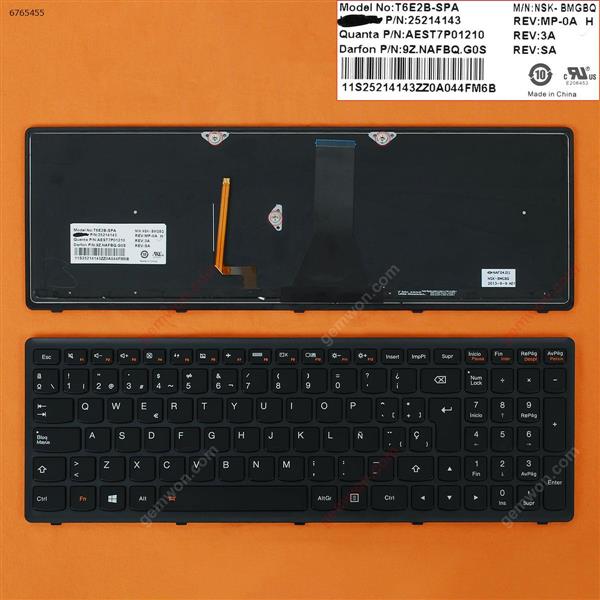 LENOVO G500S S500 flex 15 BLACK FRAME BLACK Backlit (For Win8) SP 252141439Z.NAFBQ.GOS Laptop Keyboard (OEM-B)