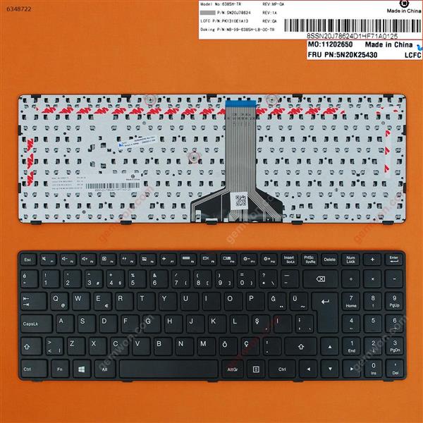 LENOVO Ideapad 100-15IBD BLACK FRAME BLACK WIN8(Long Cable) TR 5N20K25430 Laptop Keyboard (OEM-B)