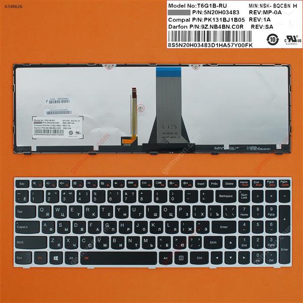 LENOVO G50-70 SILVER FRAME BLACK Backlit win8 RU 5N20H034839Z.NB4BN.COR Laptop Keyboard (OEM-B)