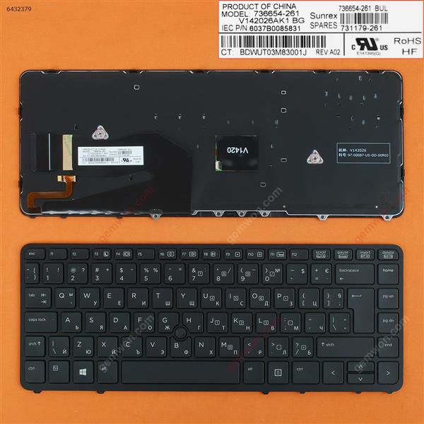 HP EliteBook 840 G1 850 G1 BLACK FRAME BLACK (Backlit,with point,Win8) Other Language N/A Laptop Keyboard (OEM-B)