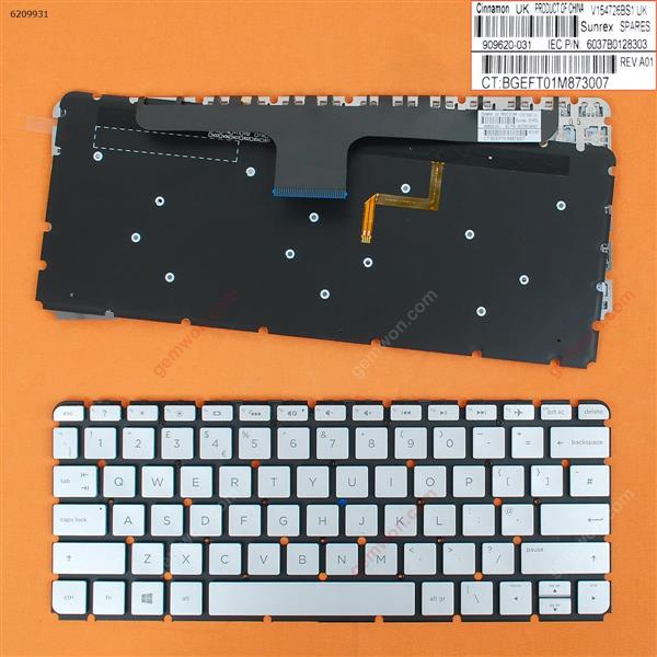HP 13-ab001ne 13-ab000nj 13-ab001nj 13-ab001nv SILVER (Backlit,Without FRAME,Win8) UK N/A Laptop Keyboard (OEM-B)