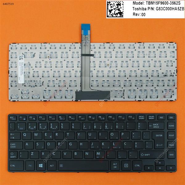 Toshiba Tecra A40-C A40-C1430 A40-C1440 A40-C-18R BLACK FRAME BLACK WIN8 PO N/A Laptop Keyboard (OEM-B)