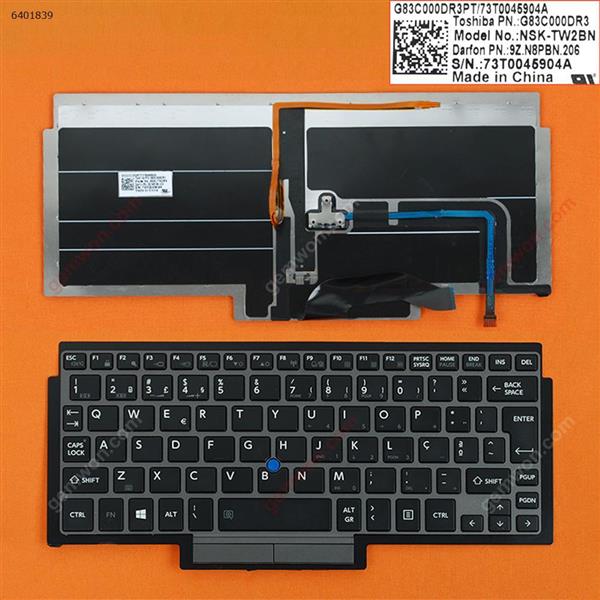 TOSHIBA Z10T GRAY FRAME BLACK(For Win8,Backlit,With Point Stick) PO N/A Laptop Keyboard (OEM-B)