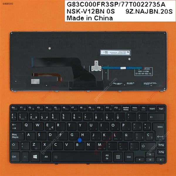 Toshiba Portege Z20T-B Z20T-B2110 Z20T-B2111 Z20T-B2112 BLACK FRAME BLACK(Backlit,For Win8,With Point stick) SP 9Z.NAJBN.20U Laptop Keyboard (OEM-B)