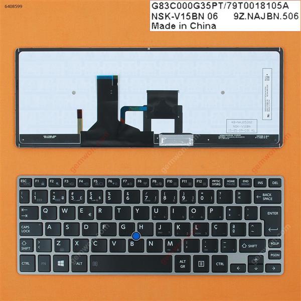 TOSHIBA Z30 GRAY FRAME BLACK(Backlit,For Win8,With Point stick) PO N/A Laptop Keyboard (OEM-B)