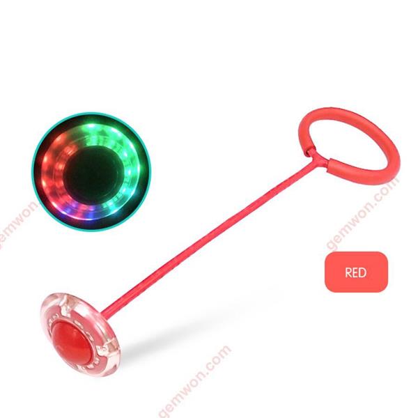 Flashing Jumping Ball Outdoor Fun Toy Balls for Kids Sport  Ankle Skip Color Rotating Ball Bouncing Ball 5 colour (red) Decorative light Led bouncing ball