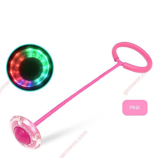 Flashing Jumping Ball Outdoor Fun Toy Balls for Kids Sport  Ankle Skip Color Rotating Ball Bouncing Ball 7 colour(pink) Decorative light Led bouncing ball