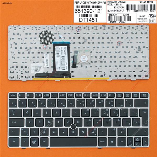 HP 2560P SILVER FRAME BLACK (With point stick,Win8) CA/CF 638512-071 Laptop Keyboard (OEM-B)