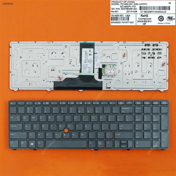 HP 8760W GRAY FRAME GRAY (With Point stick) WIN8 US 638514-001 HX5PV 9Z.N6GPV.501 6037B0058401 Laptop Keyboard (OEM-B)