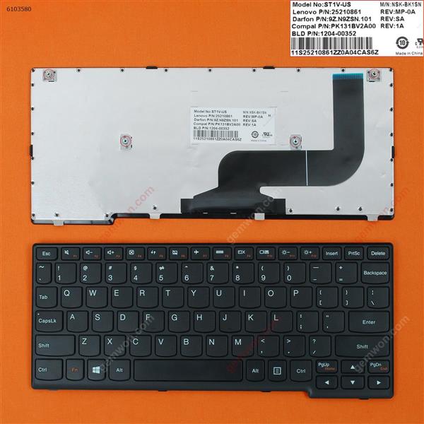 LENOVO YOGA 11S BLACK FRAME BLACK(For Win8) US 25B42 Laptop Keyboard (OEM-B)