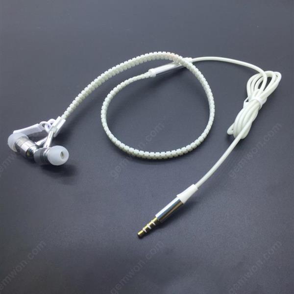 Glowing Earphone Luminous Light Metal Zipper Headphone Earbuds Glow In The Dark（white） Other Luminous headphones