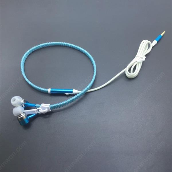 Glowing Earphone Luminous Light Metal Zipper Headphone Earbuds Glow In The Dark(blue) Other Luminous headphones
