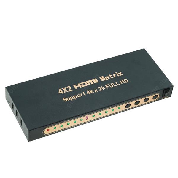 HDMI matrix four in and two out 4X2 ARC audio separation 3D 4Kx2K 1.4 version of fiber 3.5 port   EU Audio & Video Converter 4KDK402