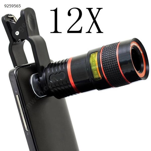 HD Mobile Phone Telephoto Lens 12X Zoom Optical Telescope Camera Lens with Clips For  All Phone No Dark Corner  black Other N/A