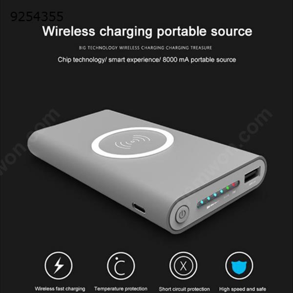 Wireless Charger Power Bank,10000mAh Qi Wireless External Battery Pack 2.1A Bank Portable Charger for Galaxy S8,S7,S6,Edge,iPhone X, 8, 8 Plus,7, Nexus, HTC, Nokia, LG G6(gray) Charger & Data Cable N/A